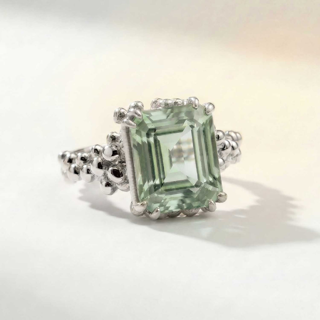 Zilveren Statement Ring met Groene Kwarts - Giselle