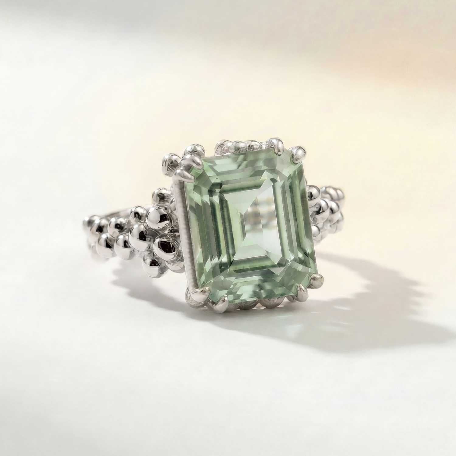 Zilveren Statement Ring met Groene Kwarts - Giselle