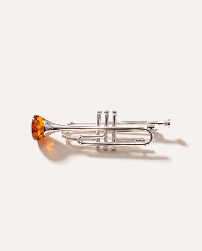 Silver Trumpet Brooch