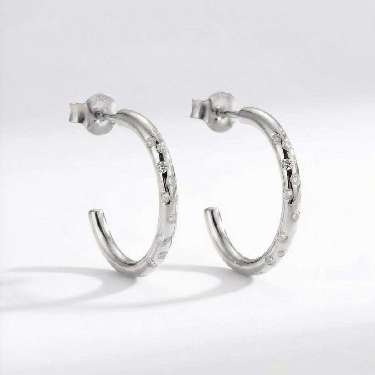 Silver White Topaz Gemstones- Seren Hoops