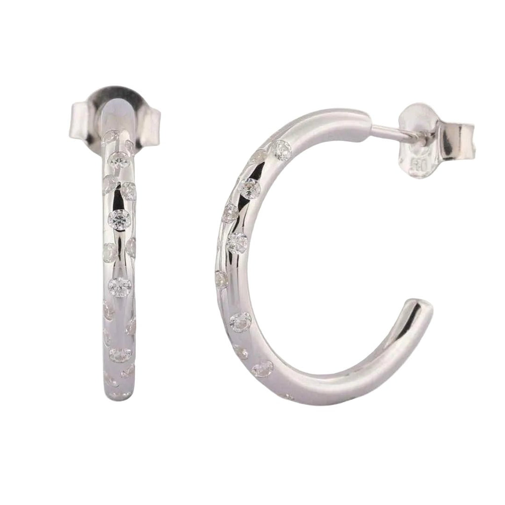 Silver White Topaz Gemstones- Seren Hoops