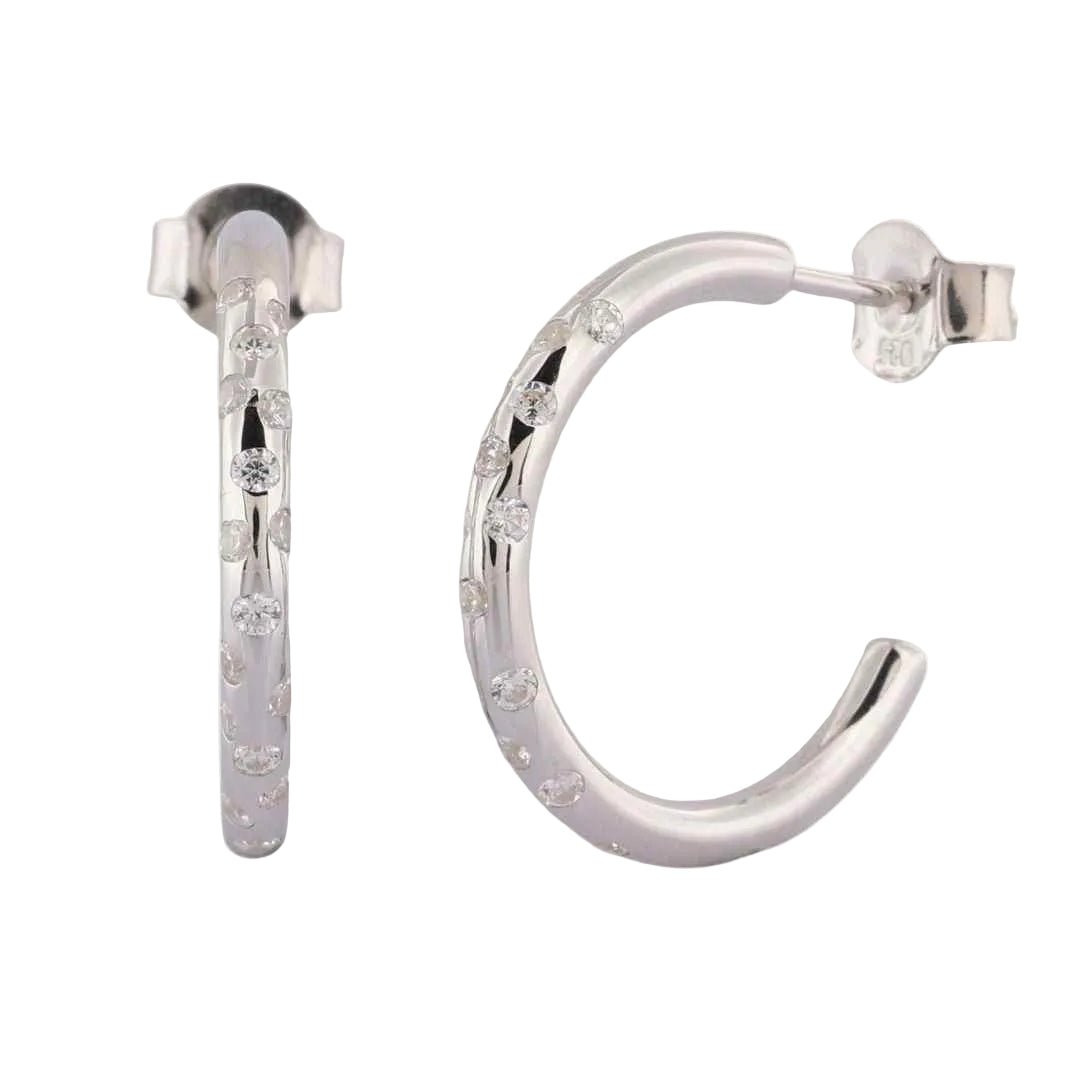 Silver White Topaz Gemstones- Seren Hoops