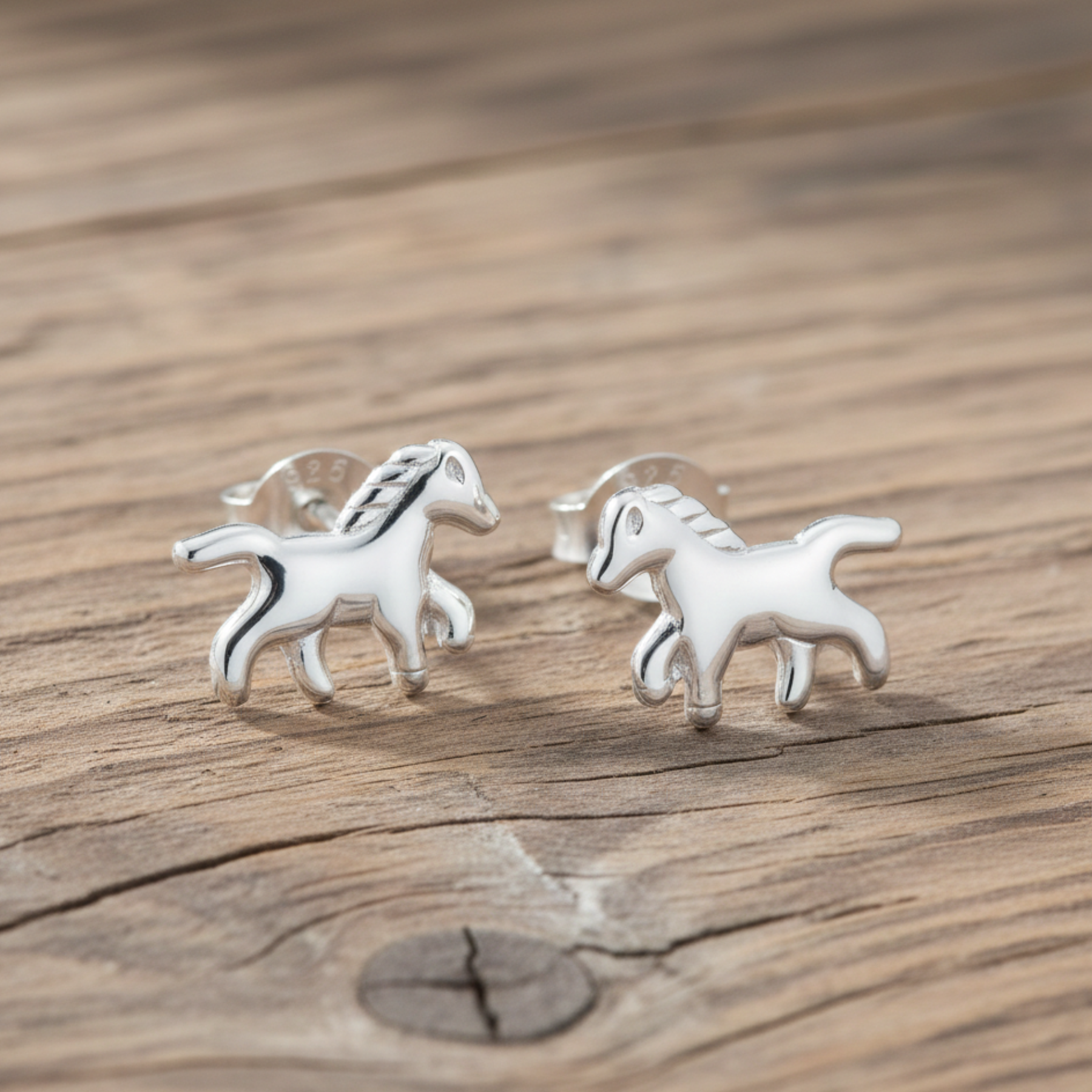 Sterling Silver Horse Stud Earrings