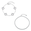 Conjunto de pulseras de trébol de plata