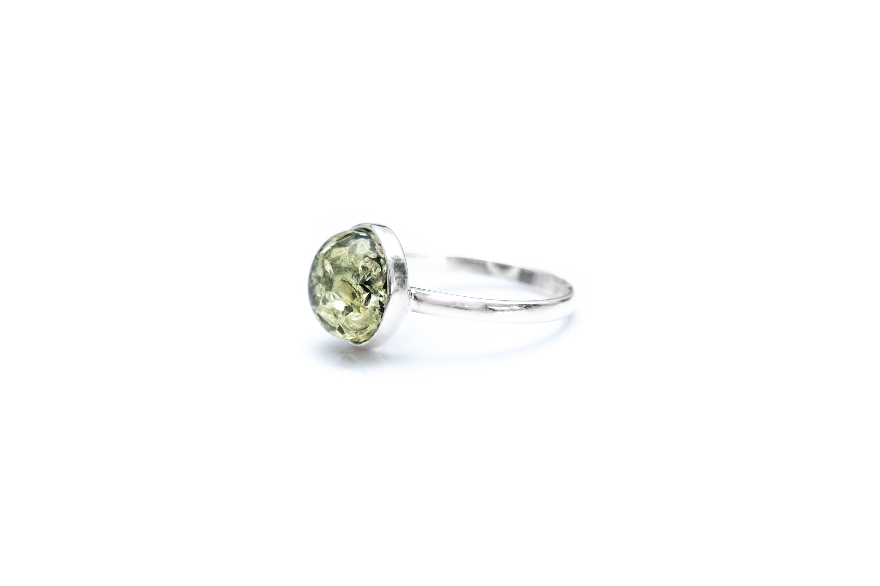 ESSENTIALS Green Amber Solitaire Ring