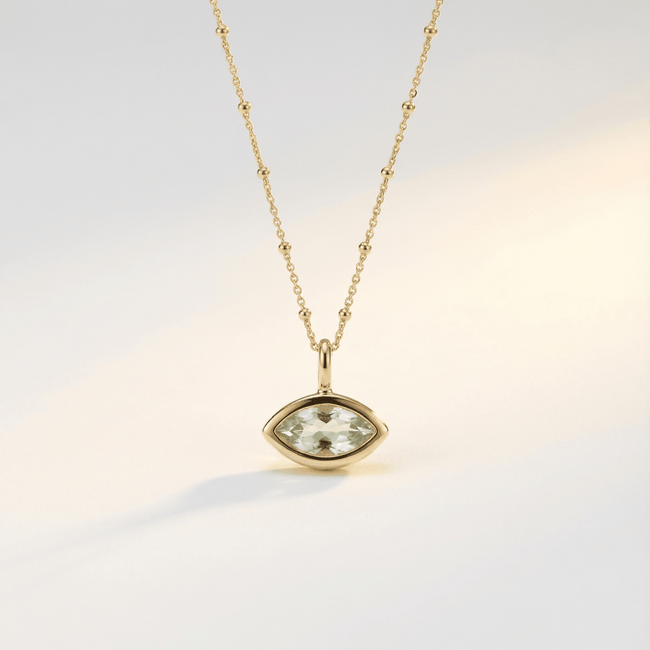 Siren’s Teardrop Green Quartz Necklace - Gold or Silver