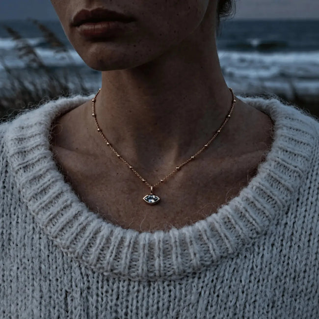 Siren’s Teardrop Sky Blue Topaz Necklace - Gold or Silver