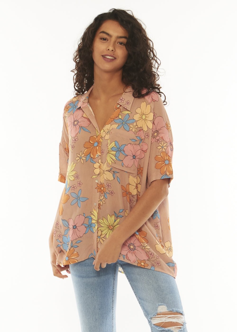 Sisstr Stay Stoked SS Woven Top