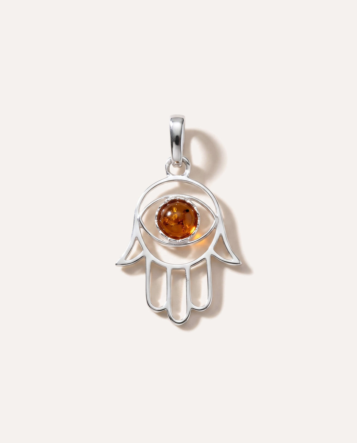 Piccolo ciondolo Hamsa in ambra