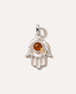 Piccolo ciondolo Hamsa in ambra