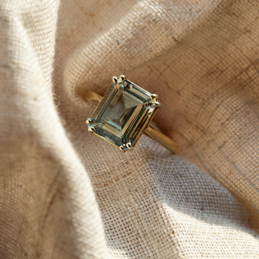 Anello in quarzo verde oro o argento - Luna