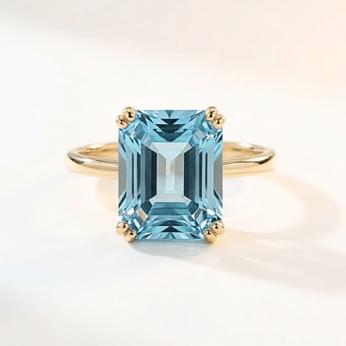 Gold or Silver Ocean Blue Topaz Ring - Bali