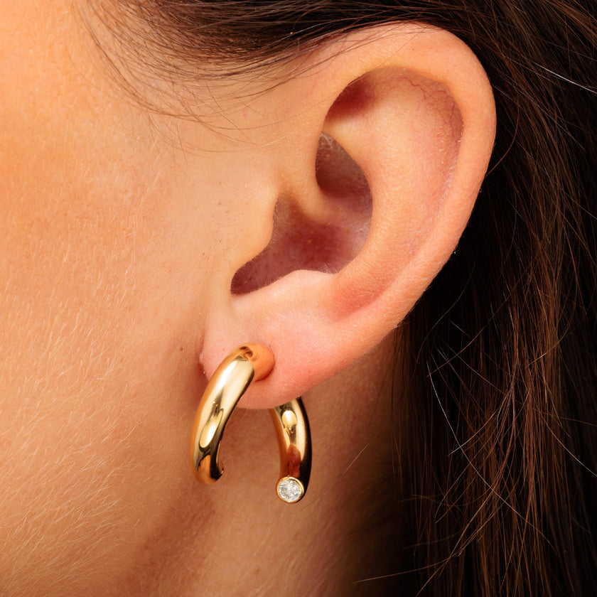 Sparkle Single Split Hoop Earring with Clear Stone