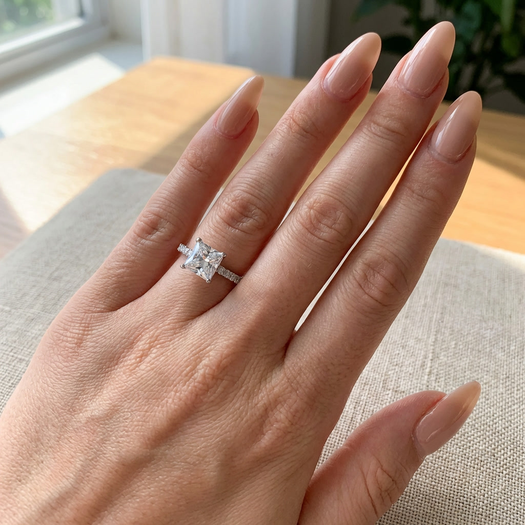 Vierkant geslepen prinsesring