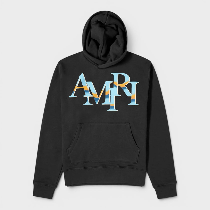 Staggered Chrome Hoodie Black