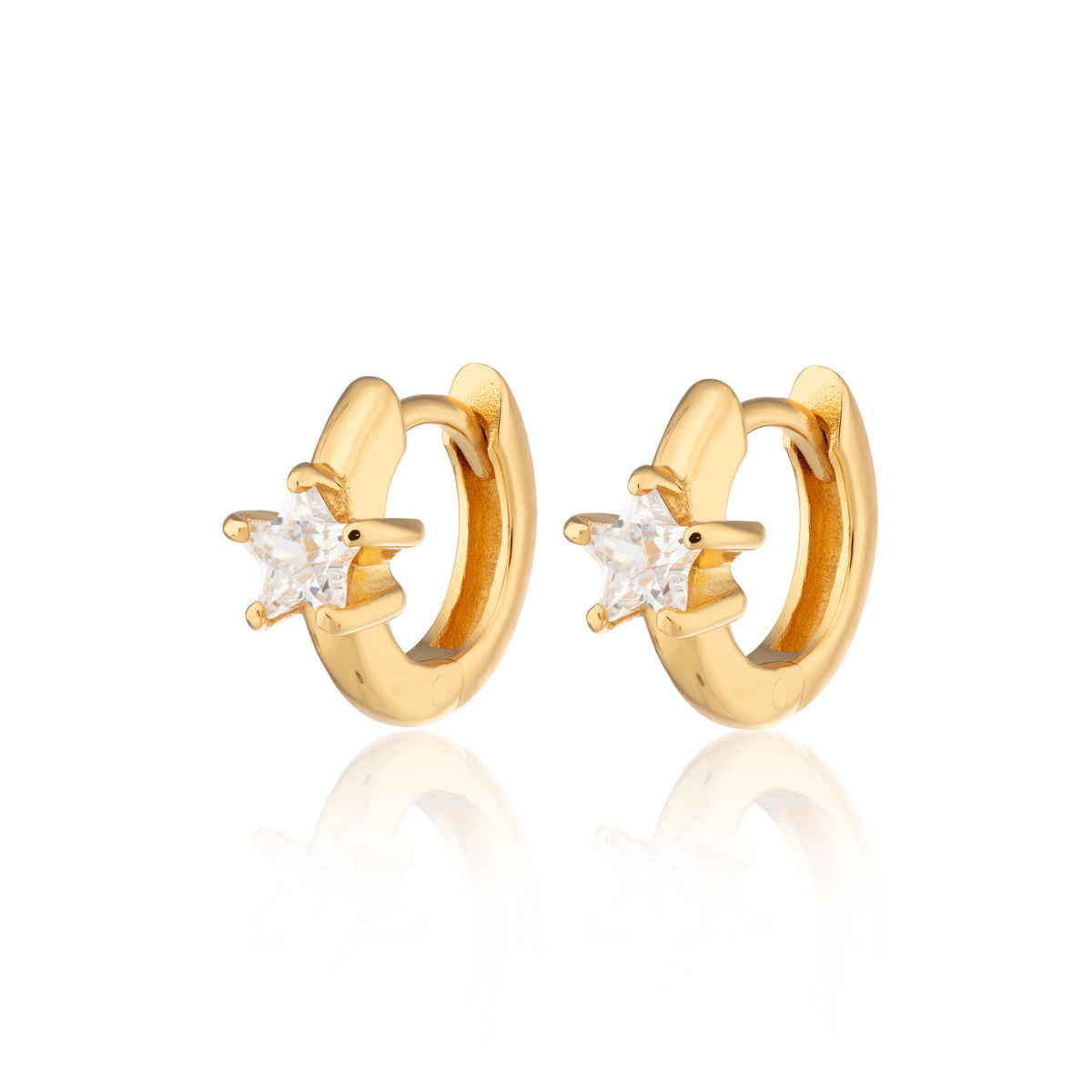 Sparkling Star Silver Huggie Earrings