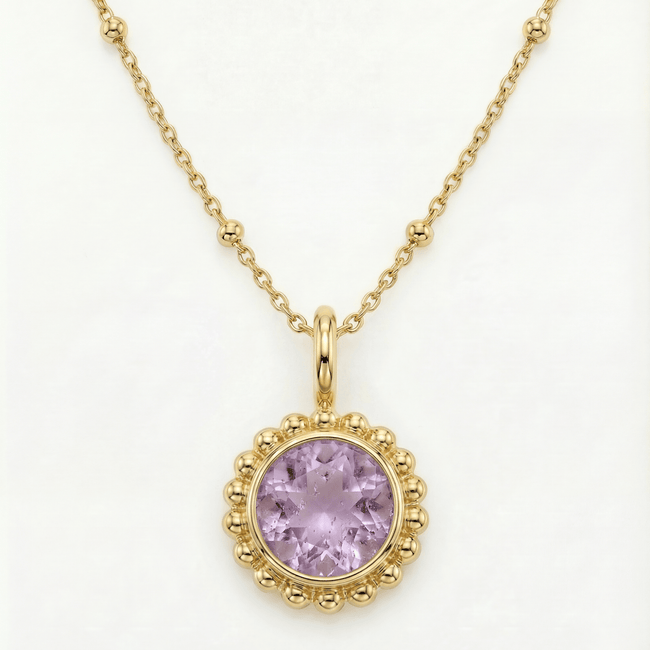 Sunburst Necklace - Amethyst in Gold or Silver