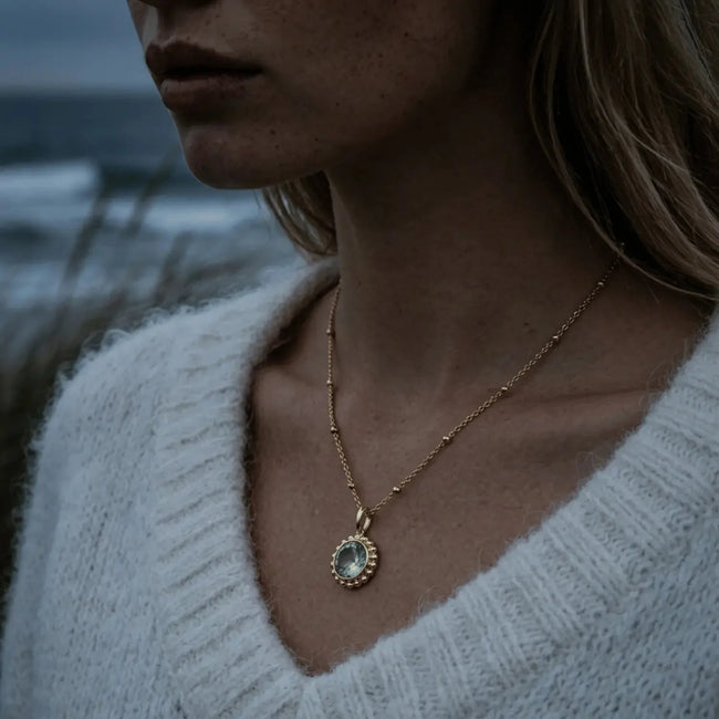 Sunburst Necklace - Green Quartz in Gold or Silver