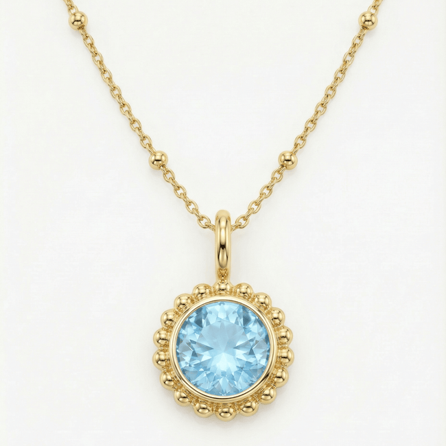Sunburst Necklace - Sky Blue Topaz in Gold or Silver