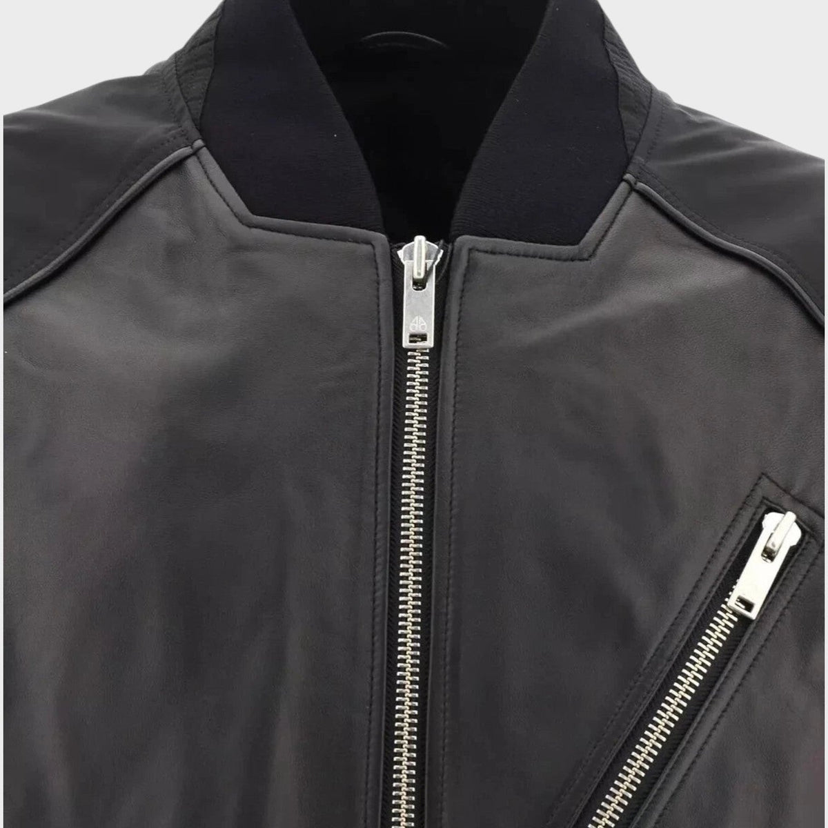Anica Bomber Leather Jacket Black