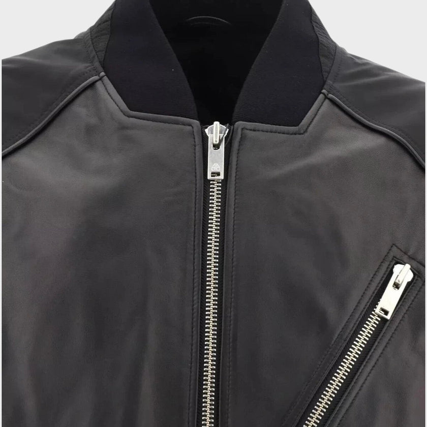 Anica Bomber Leather Jacket Black