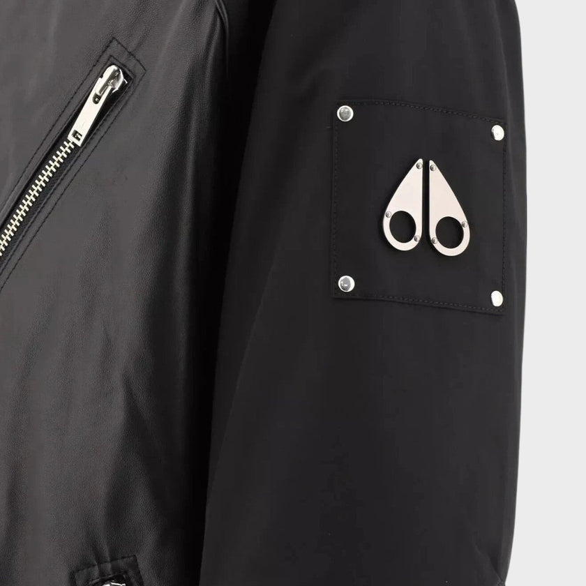 Anica Bomber Leather Jacket Black
