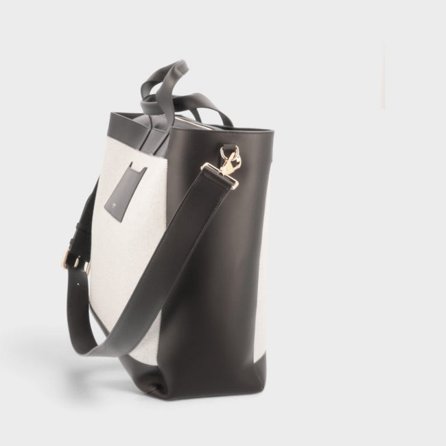 Two Way Ormond Canvas Leather Bag Beige Black