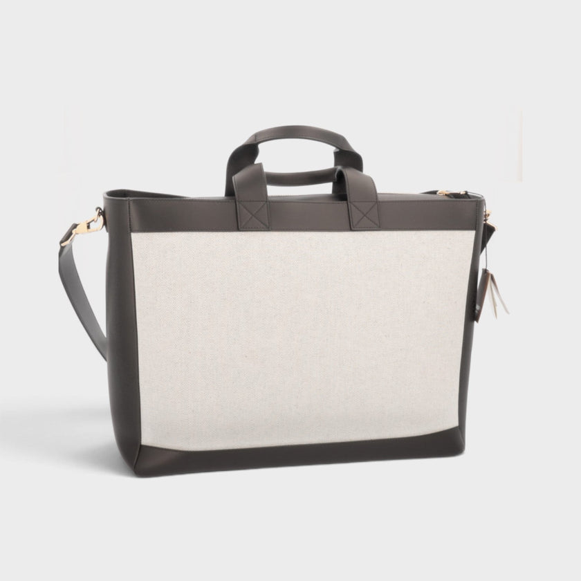 Two Way Ormond Canvas Leather Bag Beige Black