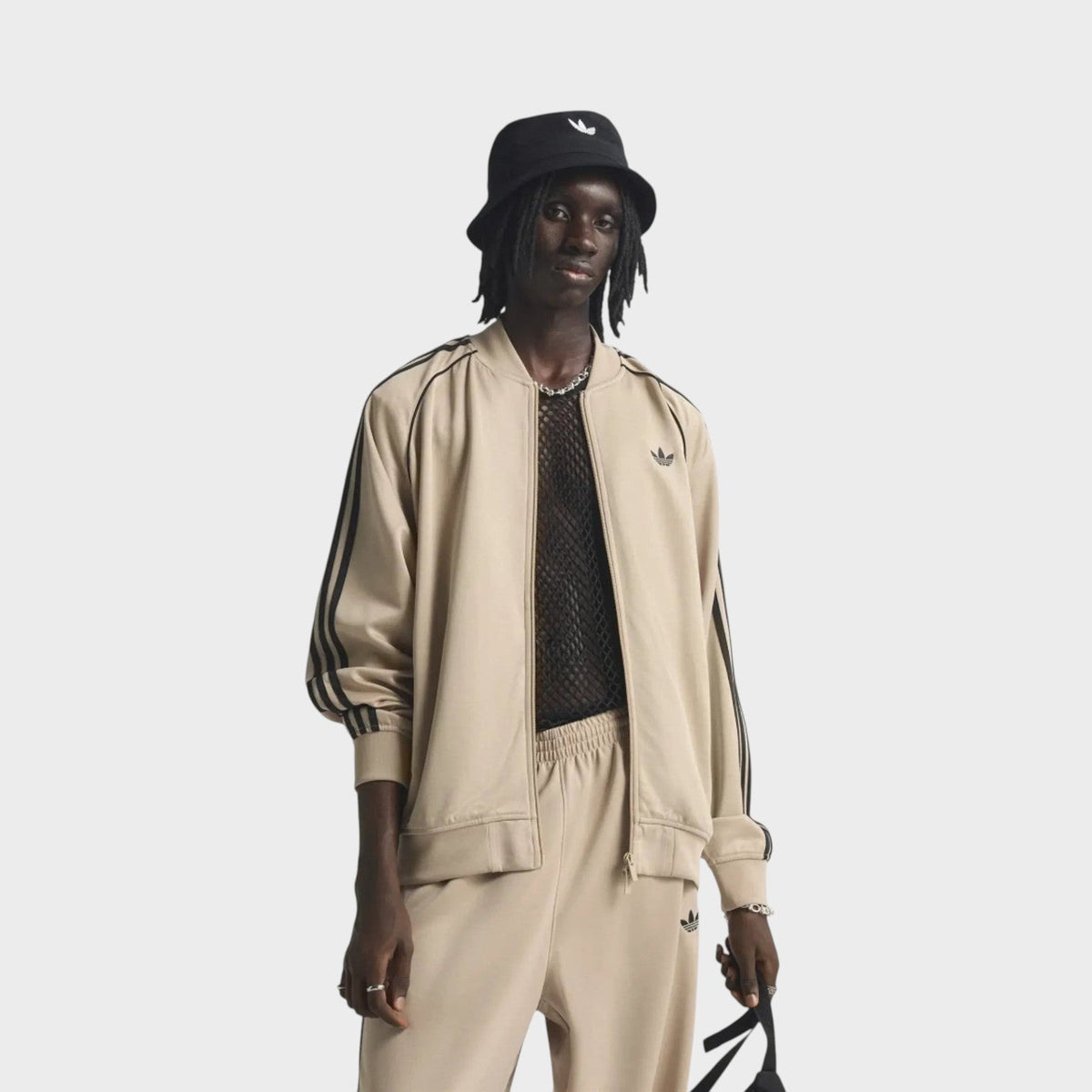 SST Adicolor Classic Loose Track Top Beige Black