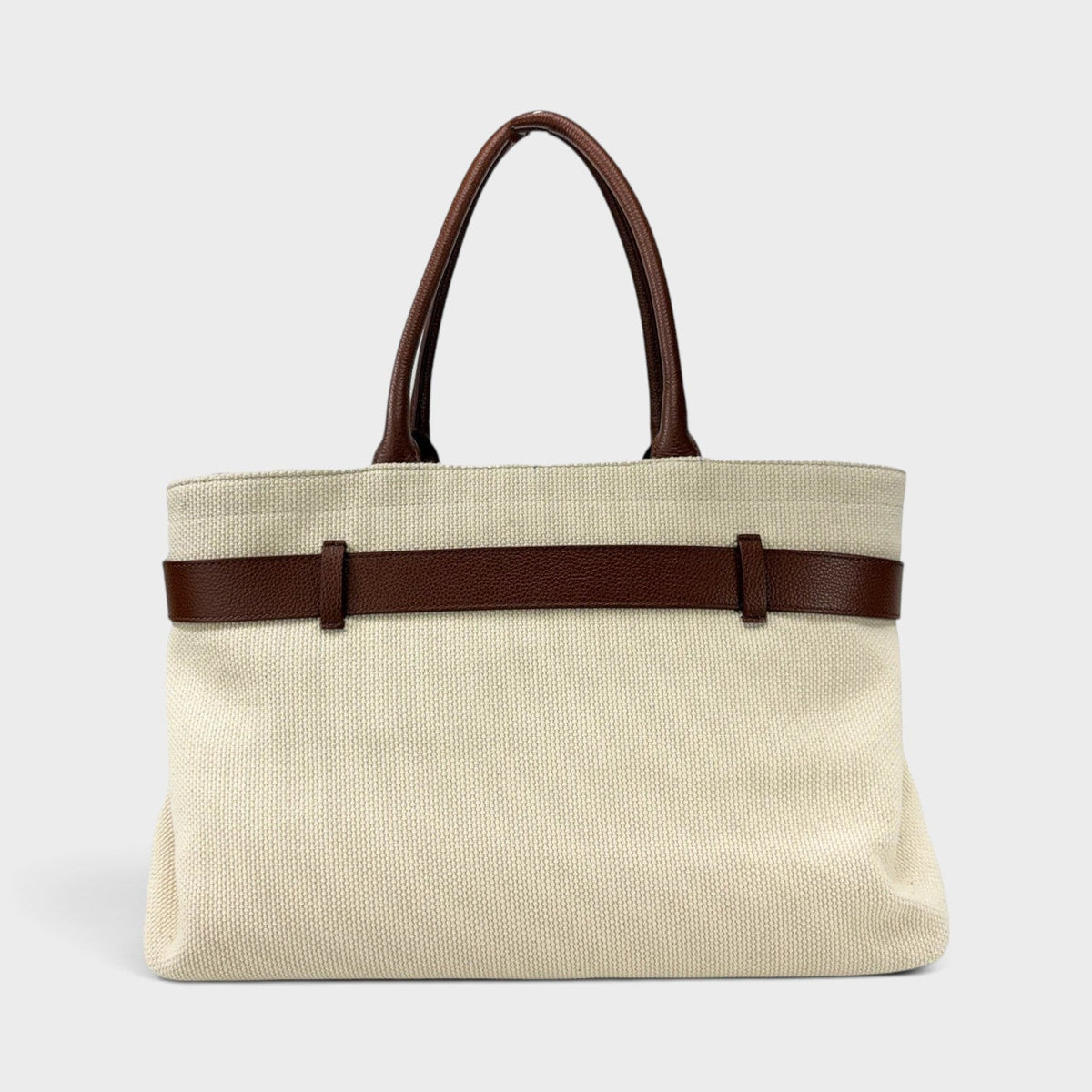 Medusa Head Large Canvas Belt Tote Bag Beige