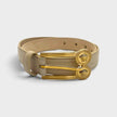 Double Medusa Belt Embossed Croc Belt Beige