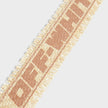 Logo Print Faux Raffia Belt Beige