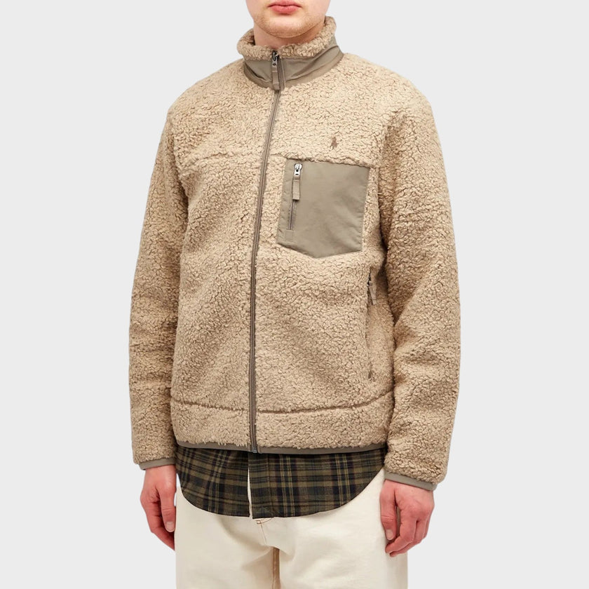 Fleece Zip Jacket Beige Heather