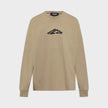 Long Sleeve Loose Fit Logo Tee Beige