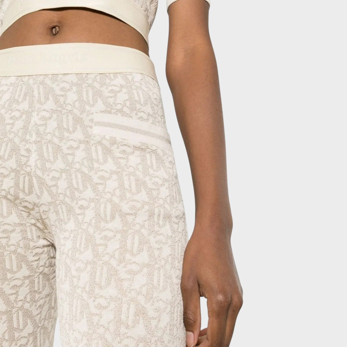 Monogram Jacquard Knitted Trousers Beige