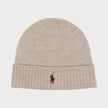 Logo Embroidered Wool Beanie Natural Beige
