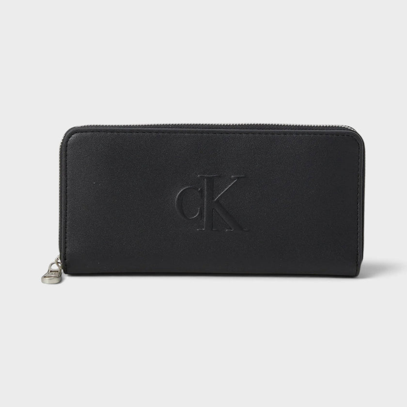 Sculpted Zip Around Wallet Black
