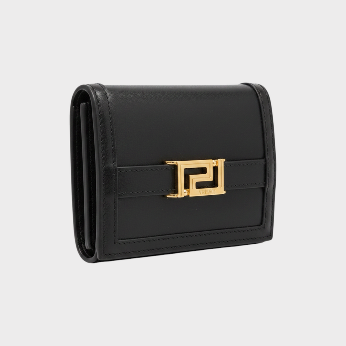 Greca Bifold Wallet Calf Leather Black