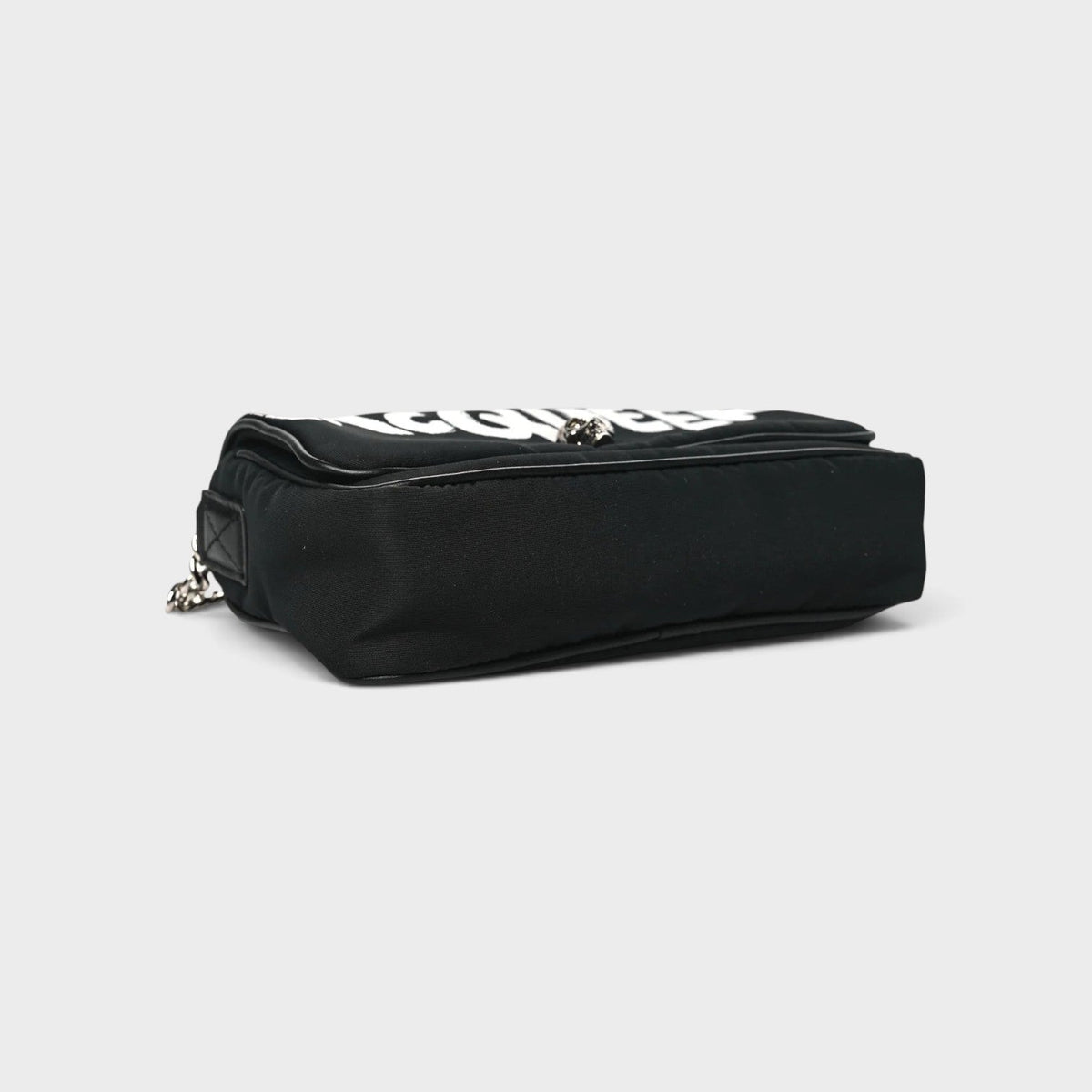 Nylon Graffiti Skull Small Crossbody Bag Black White