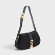Greca Leather Quilted Shoulder Strap Bag Black