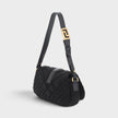Greca Leather Quilted Shoulder Strap Bag Black