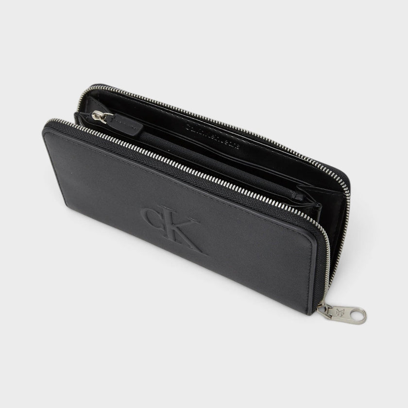 Sculpted Zip Around Wallet Black