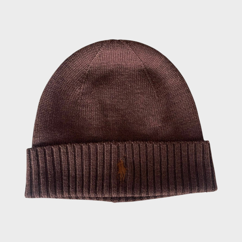 Pony Embroidered Beanie Brown