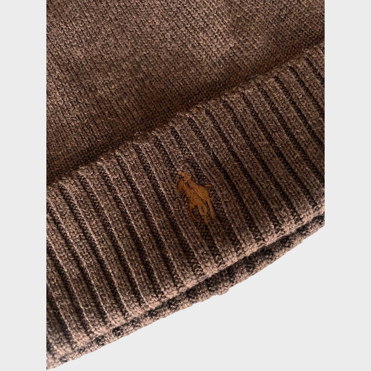 Pony Embroidered Beanie Brown