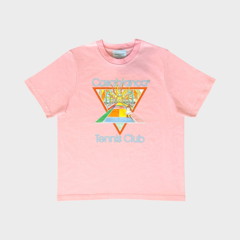Tennis Club Icon Printed T Shirt Pink