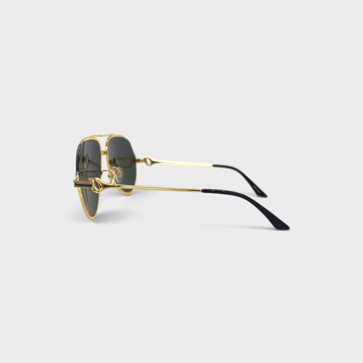 Rounded Frame Sunglasses Gold Black