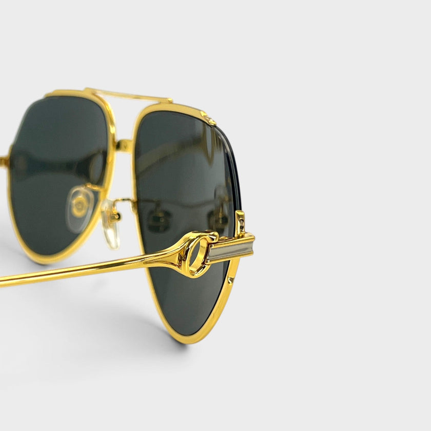 Rounded Frame Sunglasses Gold Black