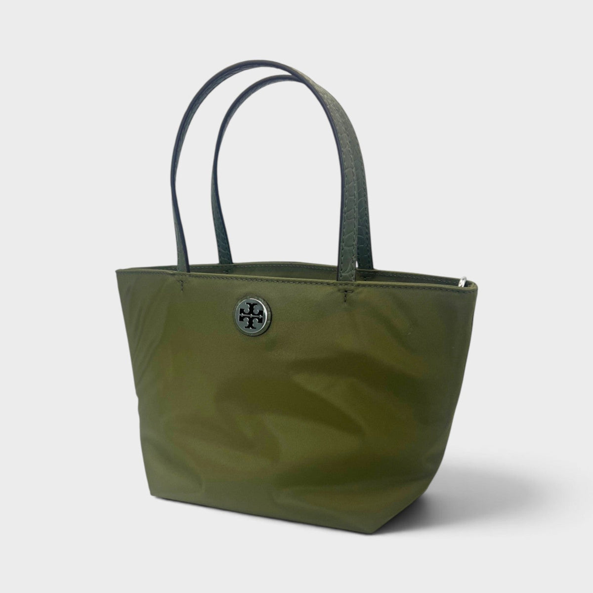 Nylon Mixed Materials Mini Tote Bag Green Khaki