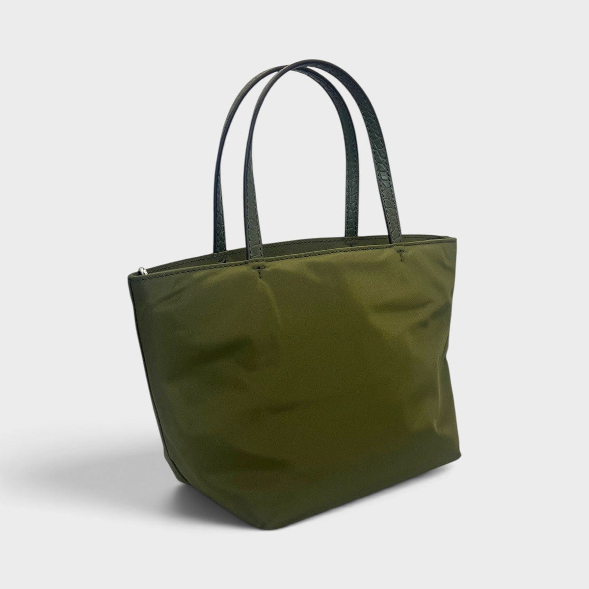 Nylon Mixed Materials Mini Tote Bag Green Khaki