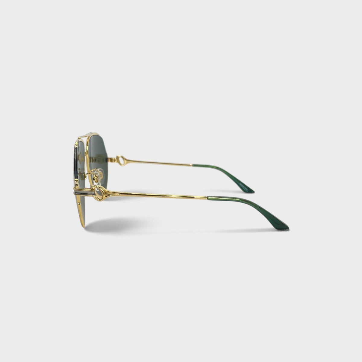 Rounded Main Frame Sunglasses Stainless Steel Green